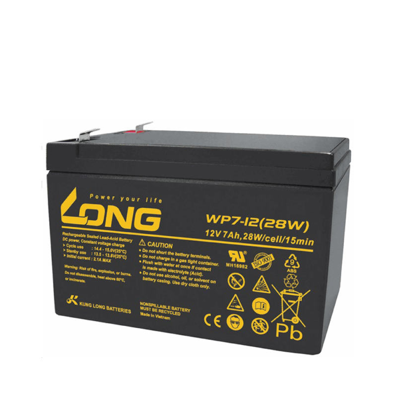 Long Battery WP7-12 แบตเตอรี่ 12V 7Ah VRLA สำหรับ UPS
