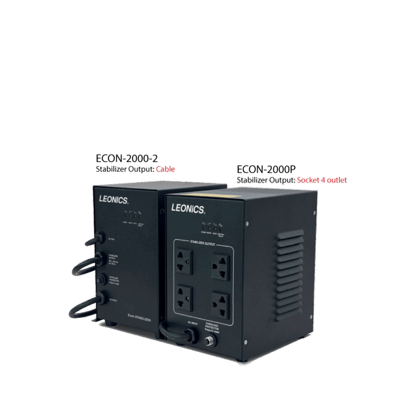 LEONICS ECON-2000 Series | AVR Stabilizer 2000VA 2000W – รุ่น ECON-2000-2 แบบ Cable และรุ่น ECON-2000P แบบ Socket 4 Outlet