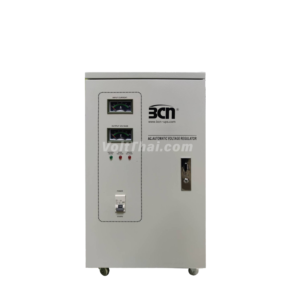 BCN ZTY-20kVA 1 Phase – เครื่องปรับแรงดันไฟฟ้าแบบหน้าปัดเข็ม (Analog Meter) มุมตรงด้านหน้า