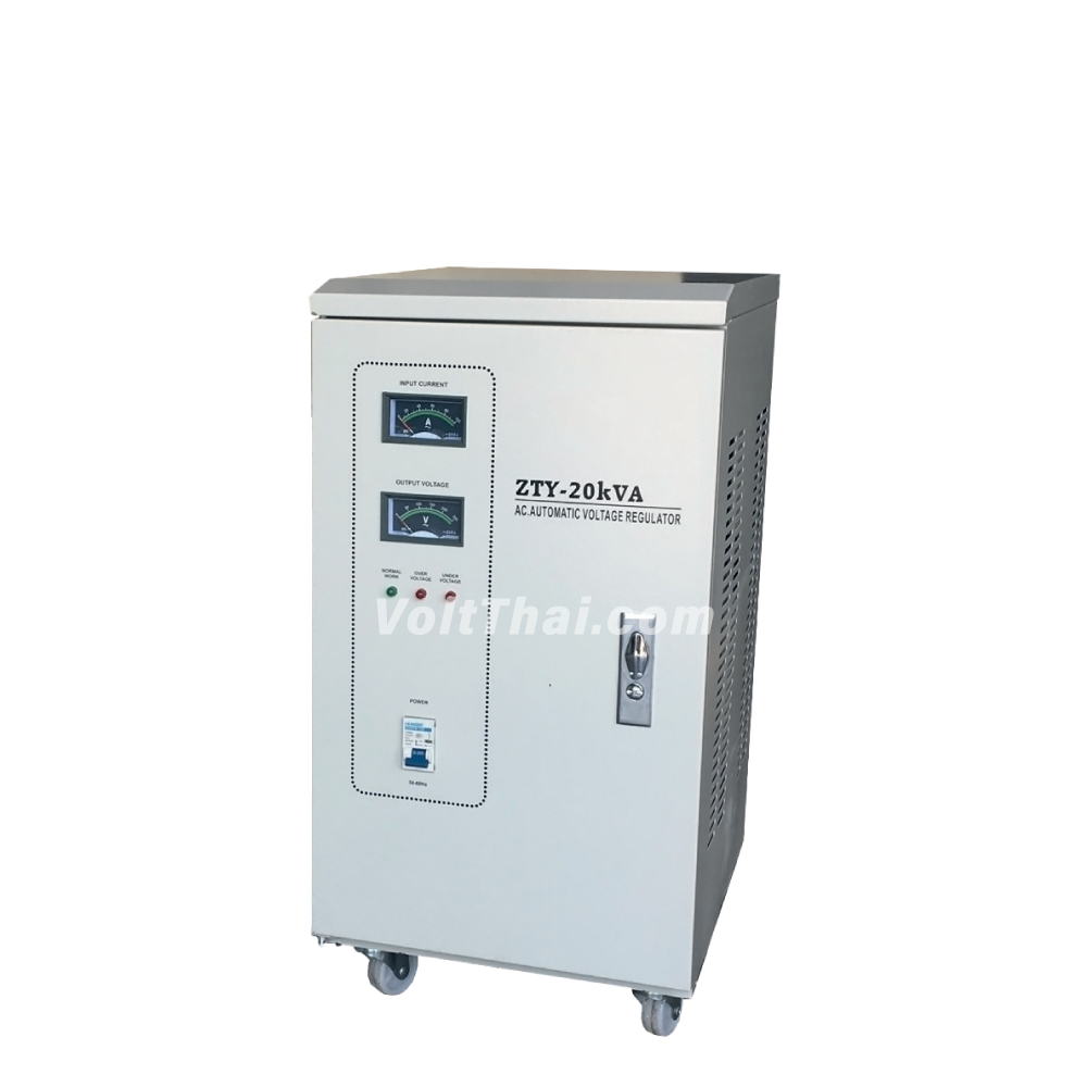 BCN ZTY-20kVA 1 Phase – เครื่องปรับแรงดันไฟฟ้า ระบบ Servo Control แบบ Analog Meter มุมเฉียงด้านหน้า