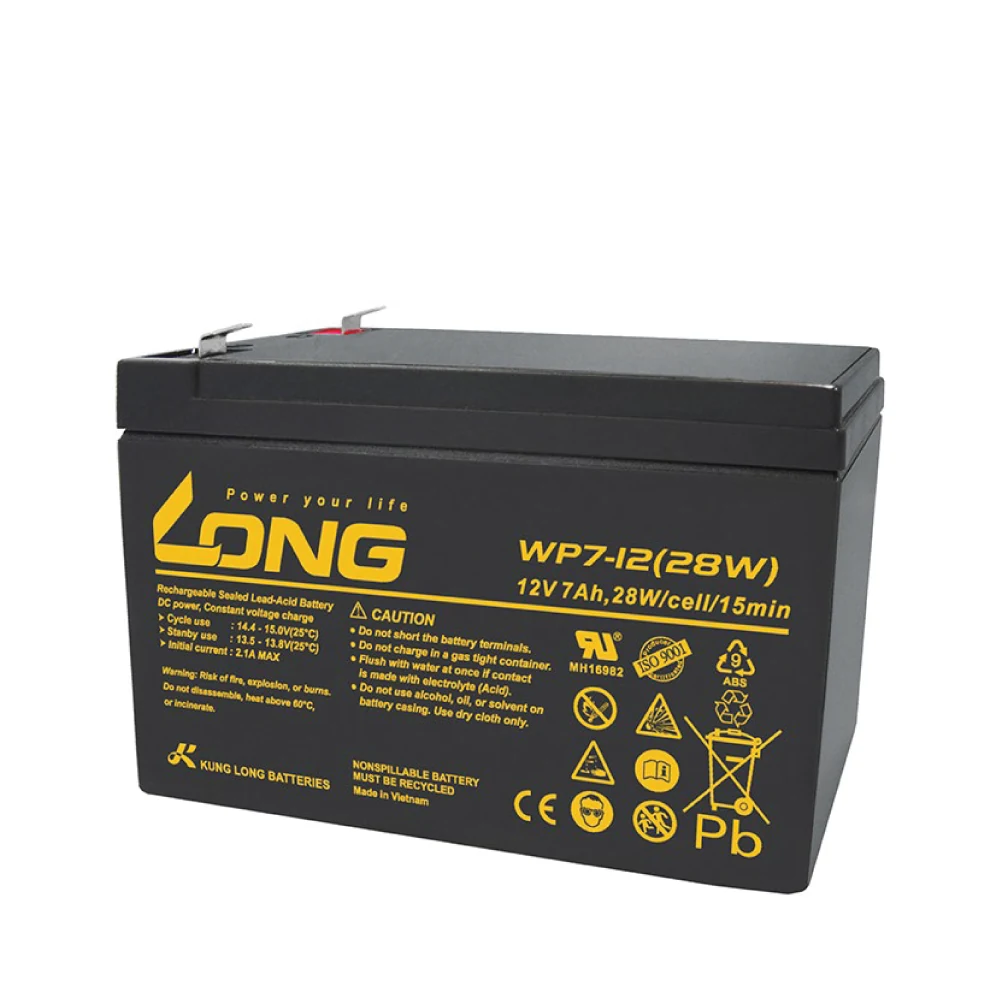 แบตเตอรี่แห้ง LONG WP7-12 ขนาด 12V 7Ah ด้านหน้า