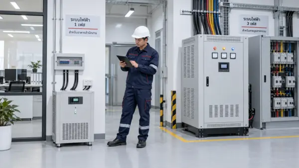 ช่างไฟฟ้าเปรียบเทียบเครื่อง AVR สำหรับระบบไฟ 1 เฟสและ 3 เฟส