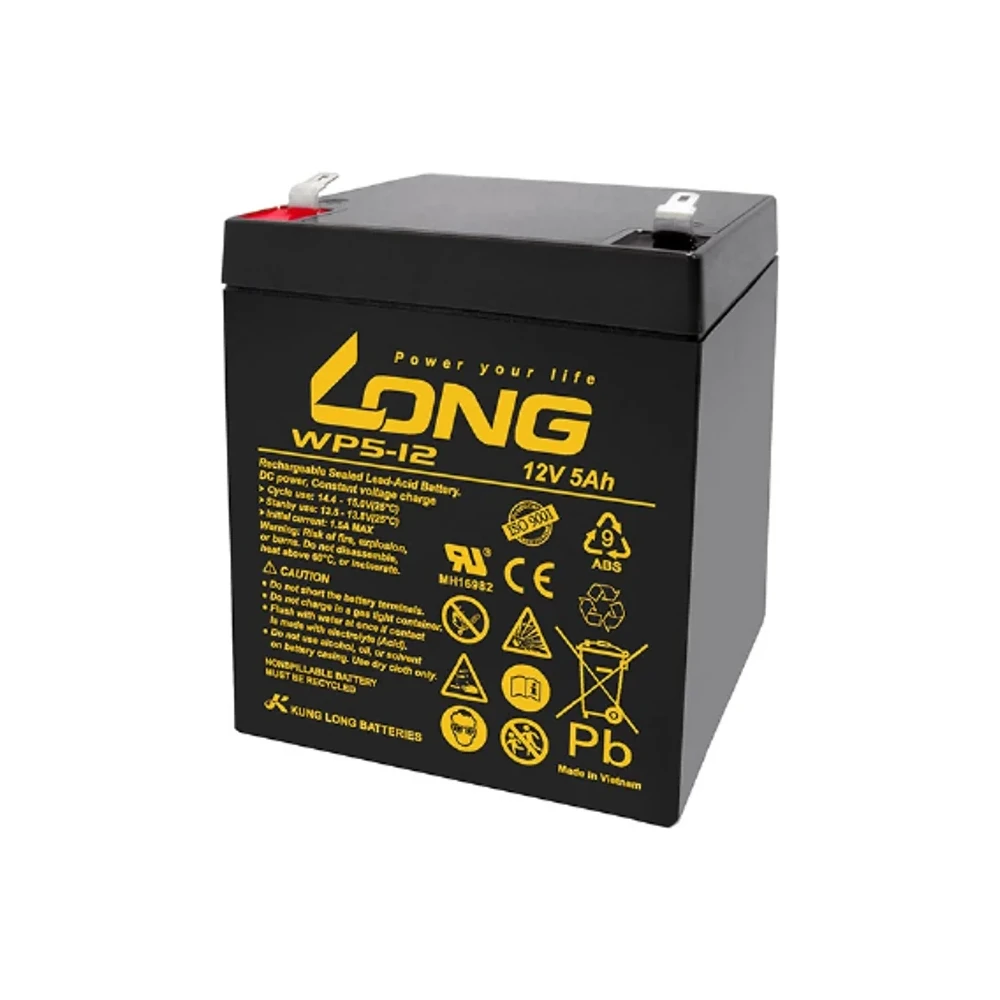 แบตเตอรี่แห้ง LONG WP5-12 12V 5Ah สำหรับ UPS และระบบสำรองไฟ