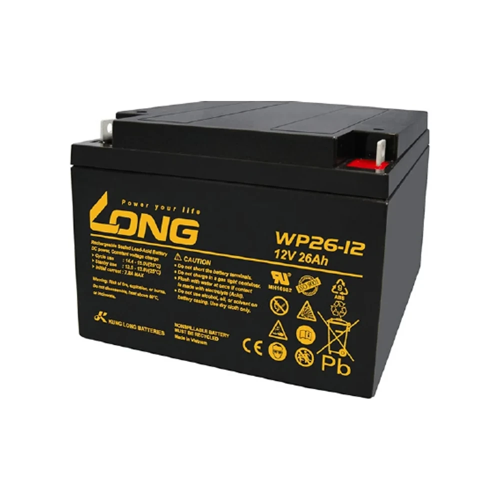 แบตเตอรี่แห้ง LONG WP26-12 12V 26Ah สำหรับ UPS และระบบสำรองไฟ