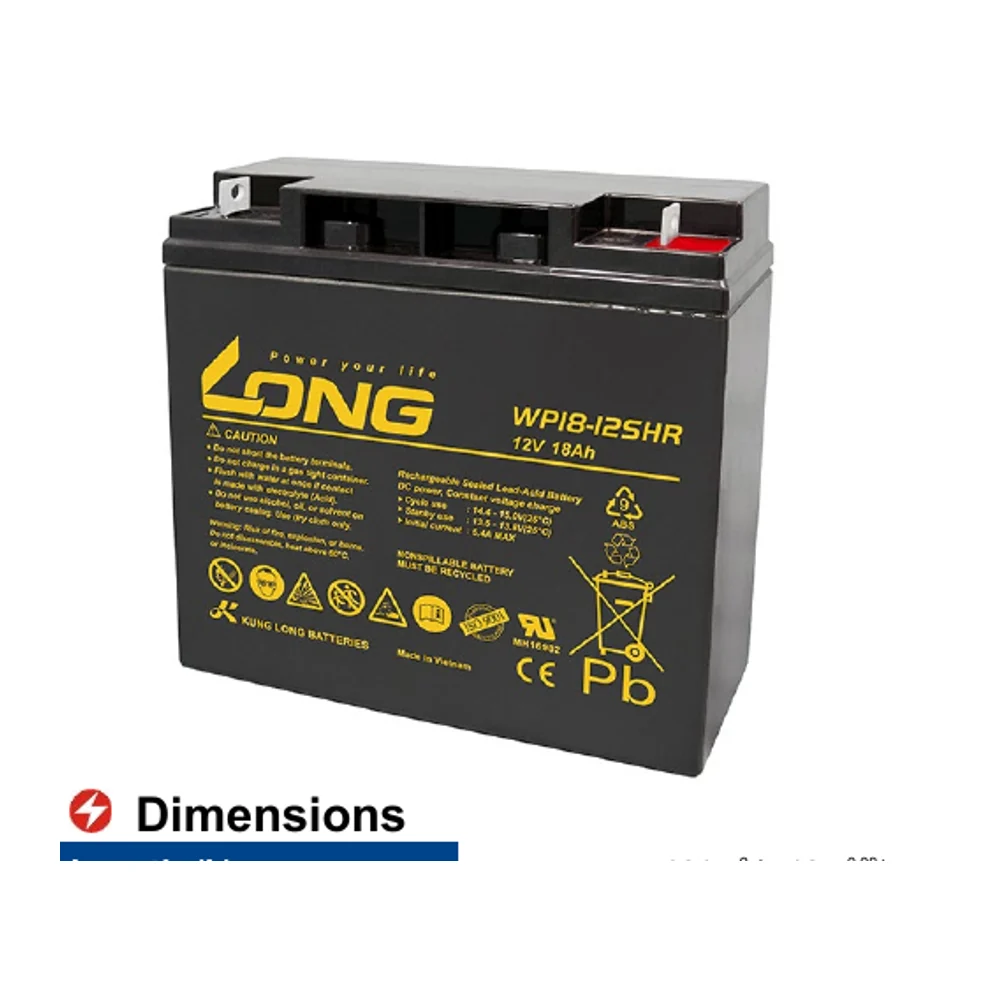 แบตเตอรี่แห้ง LONG WP18-12SHR 12V 18Ah สำหรับ UPS และระบบสำรองไฟ