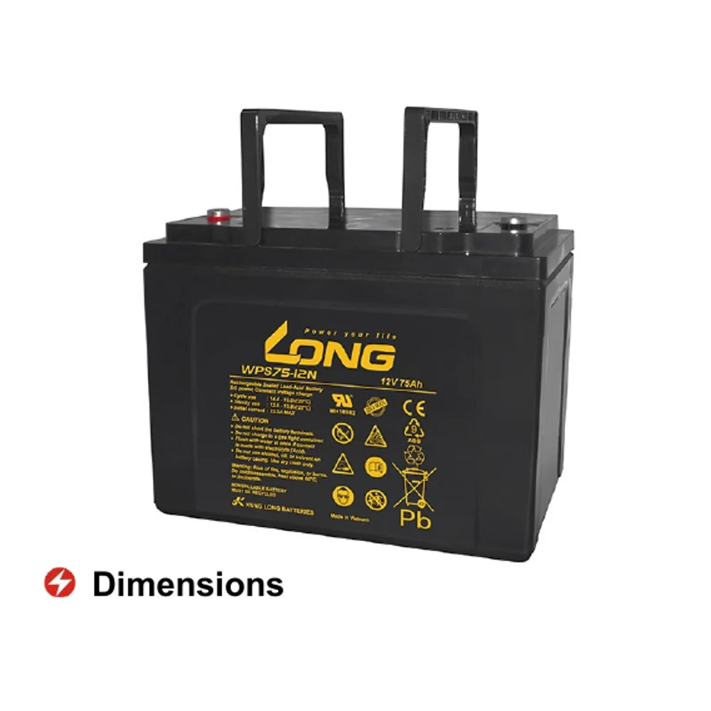 แบตเตอรี่แห้ง LONG WPS75-12N 12V 75Ah สำหรับ UPS และระบบสำรองไฟ